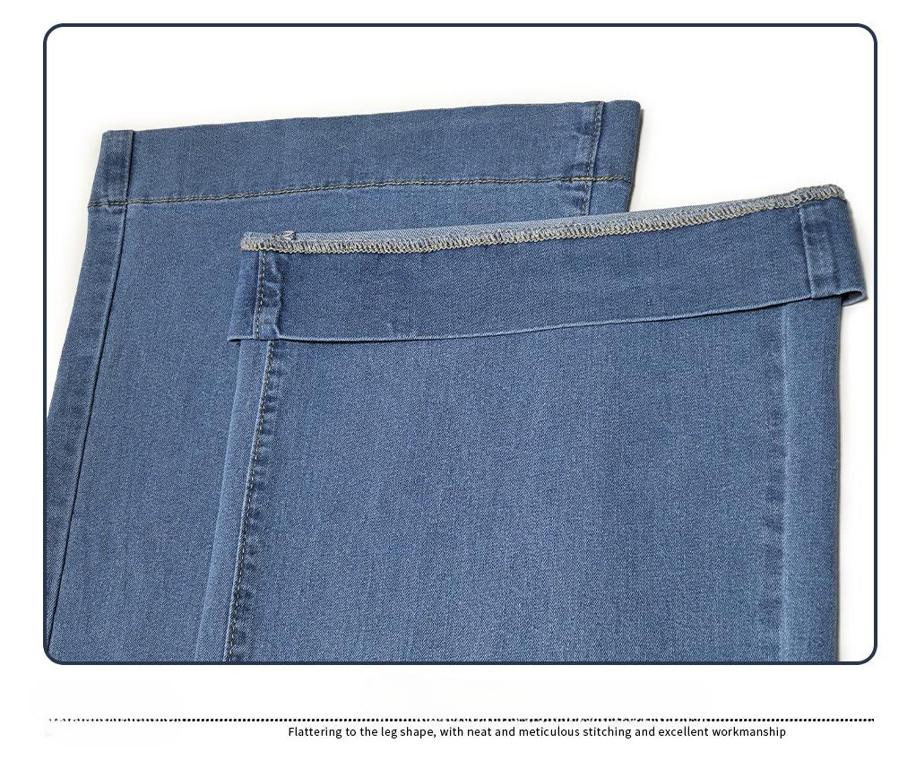 Frühling und Sommer Neuer Stil Vintage gewaschen Weitbein Locker Skinny und Hochsitzende Denim-Hose für Damen