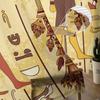 Egypt Pharaoh Golden Yellow Mural Antique Soft Tulle Transparent Drapes Perfect for Living Room Decoration Window Panel Curtain Ideal for Bedroom