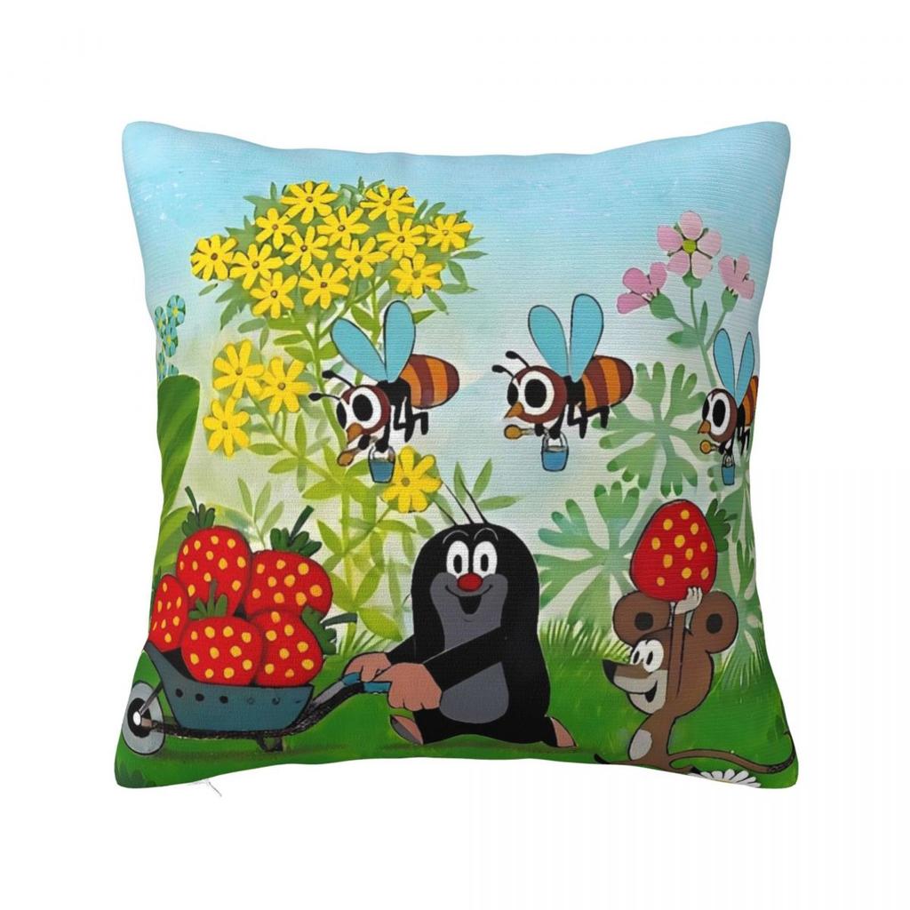 Pillow Cover Classic Cartoon Little Mole Print Printed Cushion Cover Kawaii Pillow Case For Wedding Party Home Decor Pillowcases