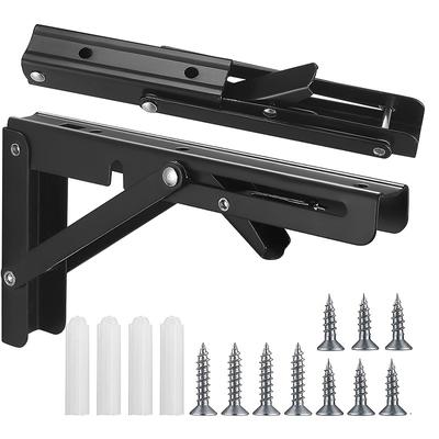 2 soportes triangulares plegables de 8/10/12 pulgadas para muebles, soporte pesado ajustable para montaje en pared, soporte para banco, mesa y estante.