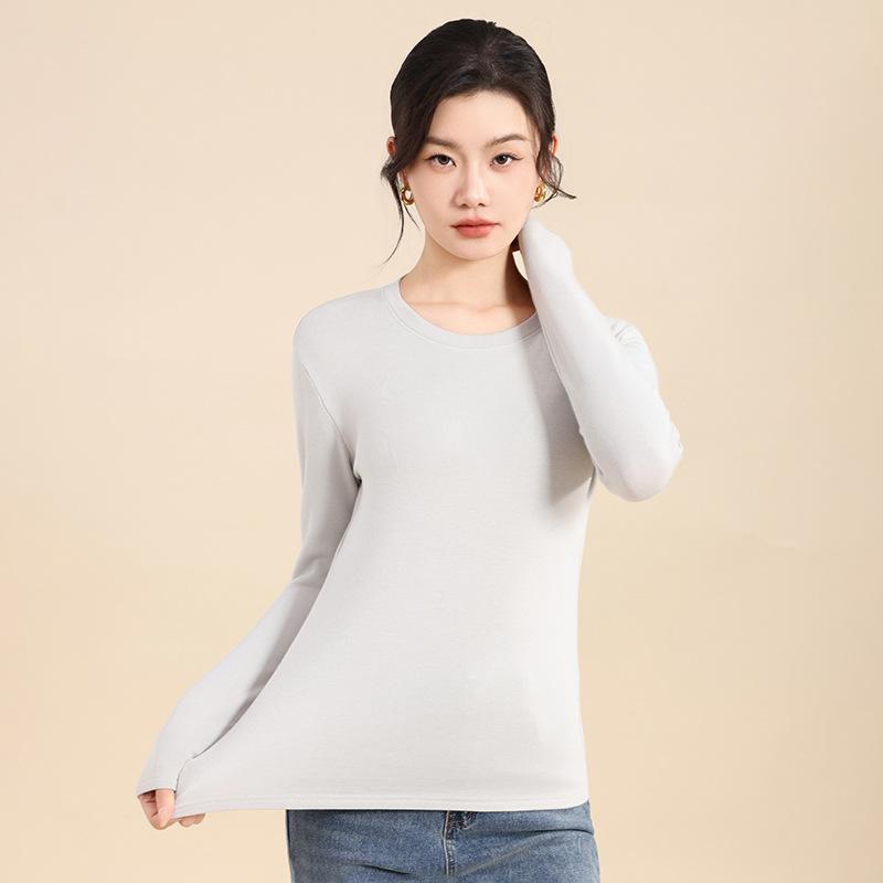 TIFICY Women's Fashion Casual Solid Color Print Spring Fall Long Sleeve O-Neck Pullovers & Long Sleeves
