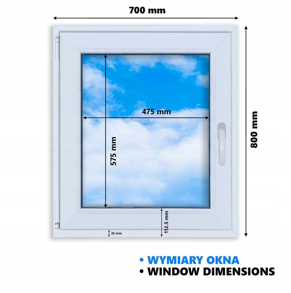 Finestra PVC Bianca 70x80 Sinistra, Nuova 700x800 Mm Apribile-Vasistas, Bivetro Ru