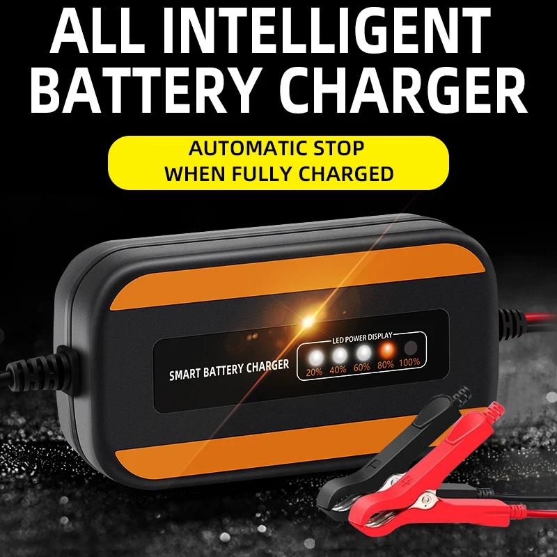 Car Battery Charger 12V 3A Automatic Smart Charger Battery Maintainer Wet Dry Lead Acid Motorcycle Charger LCD Display