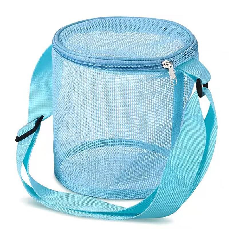 New children's mesh shell storage bag, beach three-dimensional circular sand bucket, toy sorting and collection bag