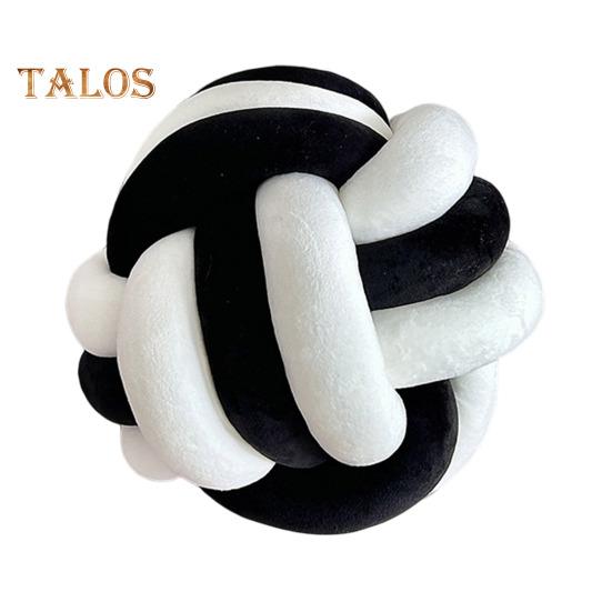 

Подушка ручной плетеный узел цветной блок круглый шарообразный плюшевый эластичный спальный компаньон диван украшение дивана подушка для фотографии 28cm черный белый