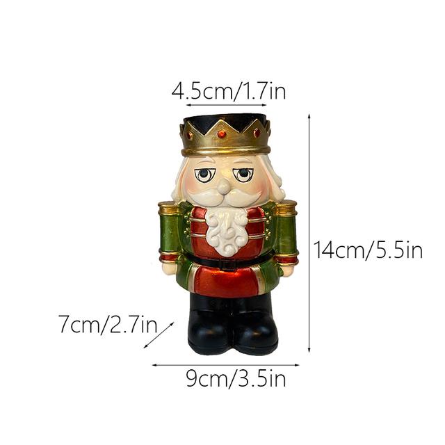Suport de lumânare pentru spărgător de nuci de 14 cm Figurine în miniatură din rășină pentru șemineu Crăciun Interiorul casei decor pentru sufragerie păpuși