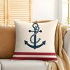 Navy Blue Nautical Ocean Boat Anchor Cushion Cover Silky Short Plush Invisible Zipper Dustproof Sofa Pillow Case For Home Decor