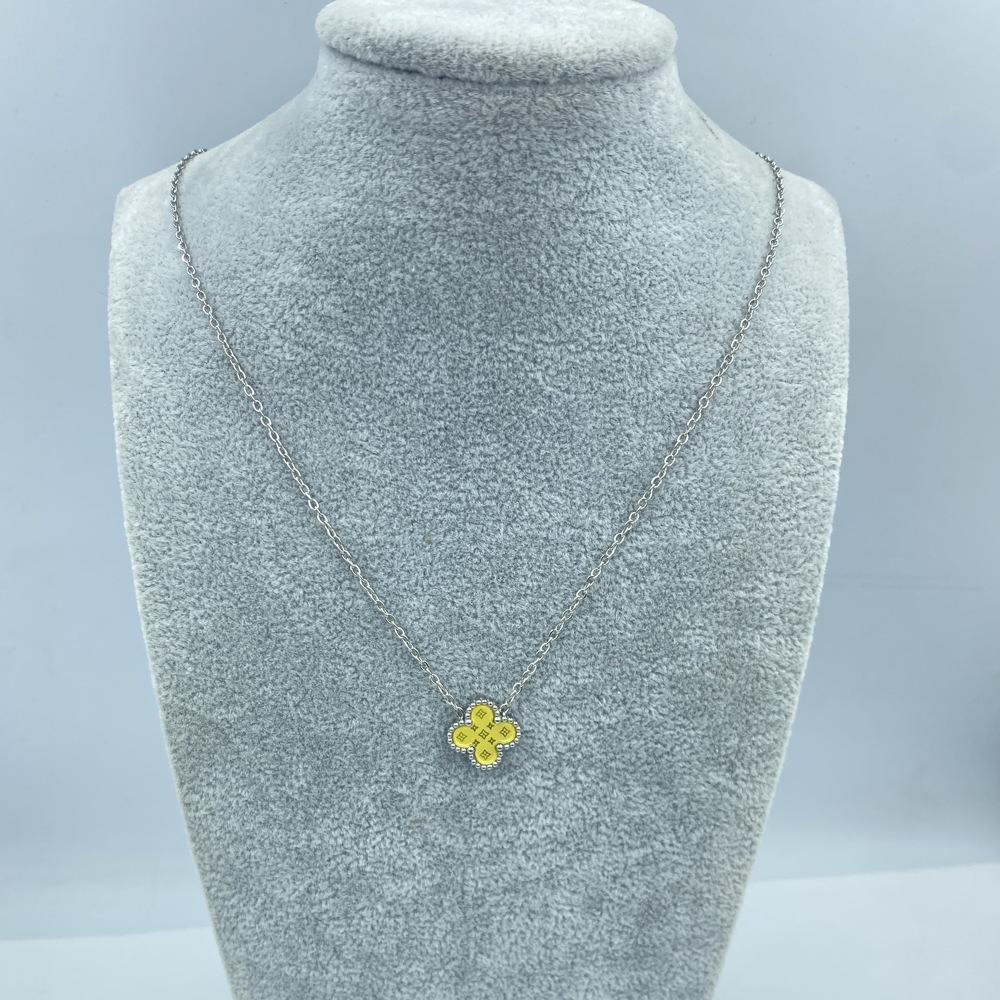 13MM Titanium Steel Ladies Necklace Lucky Four Leaf Clover Necklace