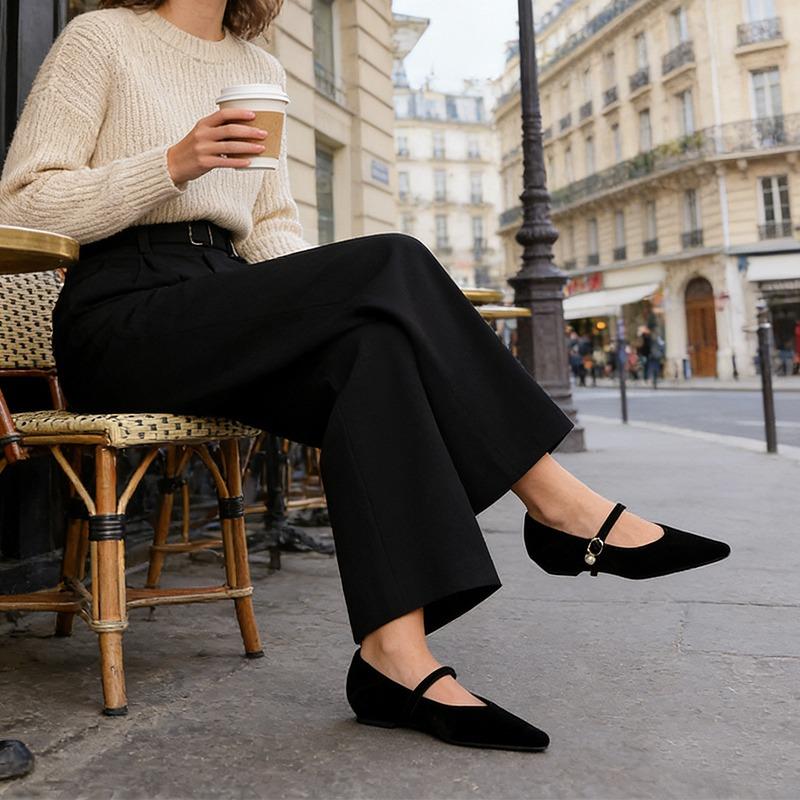 2026 Spring Mary Jane Shoes Women Flats Pointed Toe Soft Comfortable Elegant Ladies Single Office Shoes Fashion Black Red