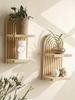 1pc Wall Mounted Shelves 2-tier Wooden Arch Decorative Shelf Plant Display Stand Home Decor Storage Rack for Living Room Bedroom