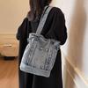 Denim Tote Bag Women Shoulder Bag Vintage Handbag
