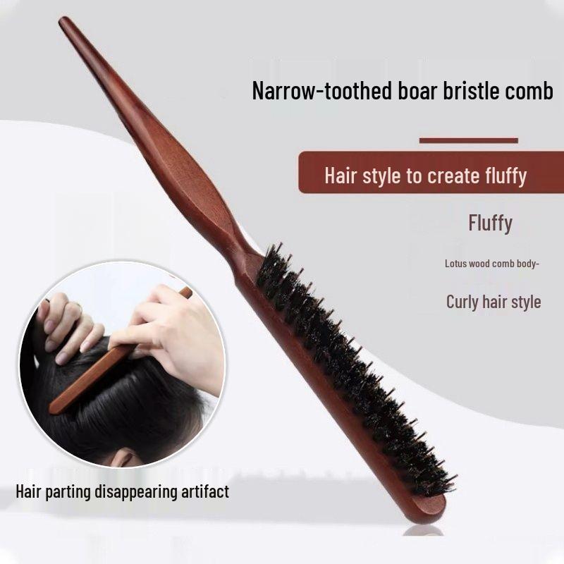 Foldable Boar Bristle Comb for Straight & Curly Hair - Portable Dual-Use Travel Size for Smooth & Fluffy Hair, Scalp Massage