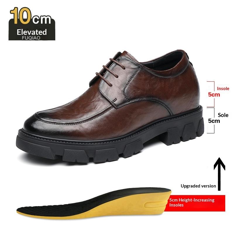 Scarpe Elevatrici da Uomo in Vera Pelle con Suola Spessa 8CM/10CM Traspiranti Aumenta Altezza Formali Matrimonio Sposo Casual Business