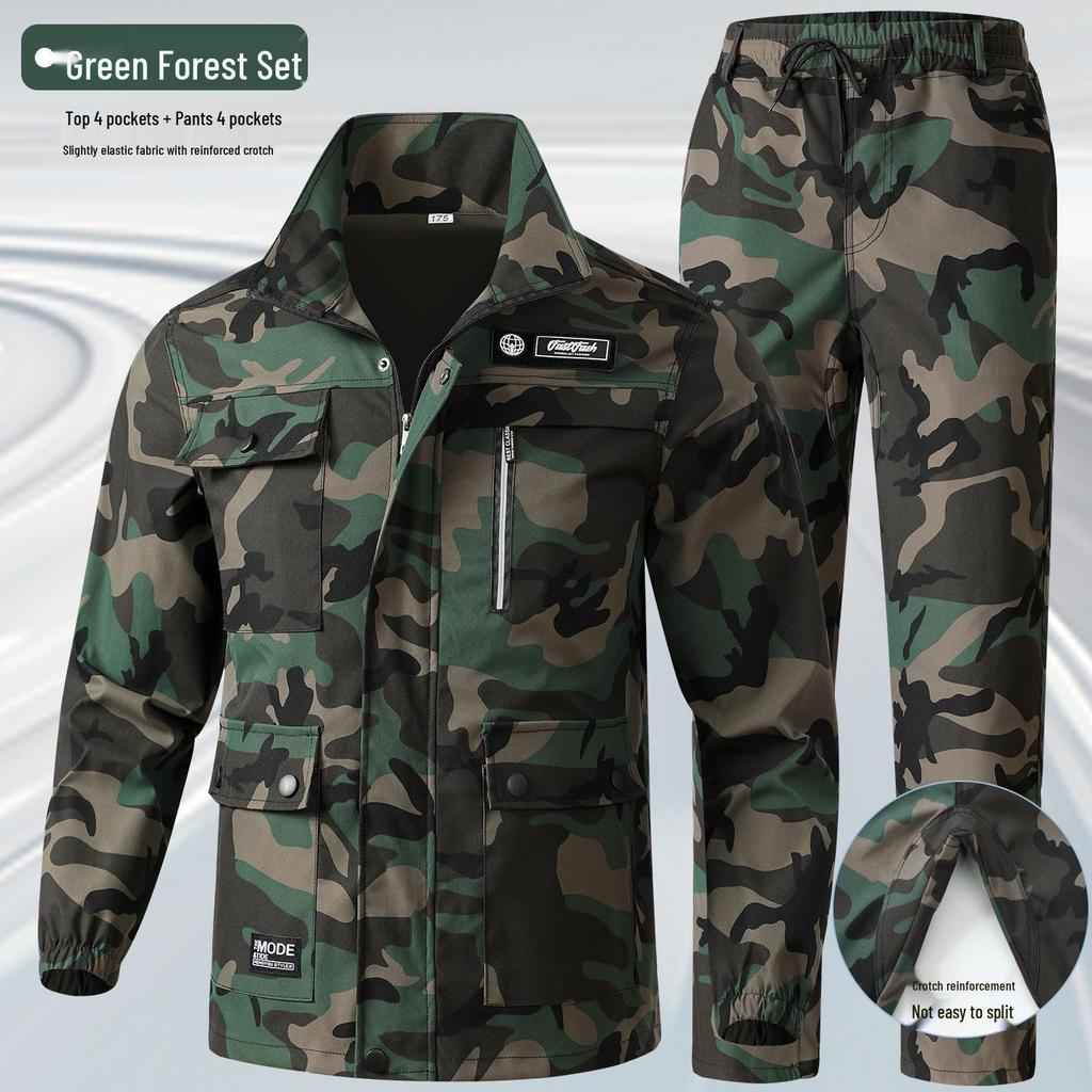 Unisex Camouflage Work Suit: Durable, Elastic, Breathable Tactical Clothing for Spring/Autumn.