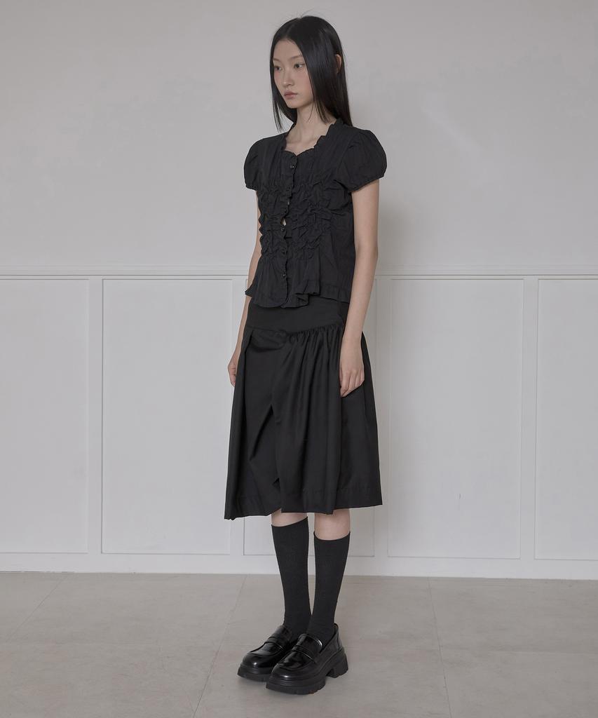 Peulleeoeob Saya Frill Puff Blouse (Fl-180_Black)