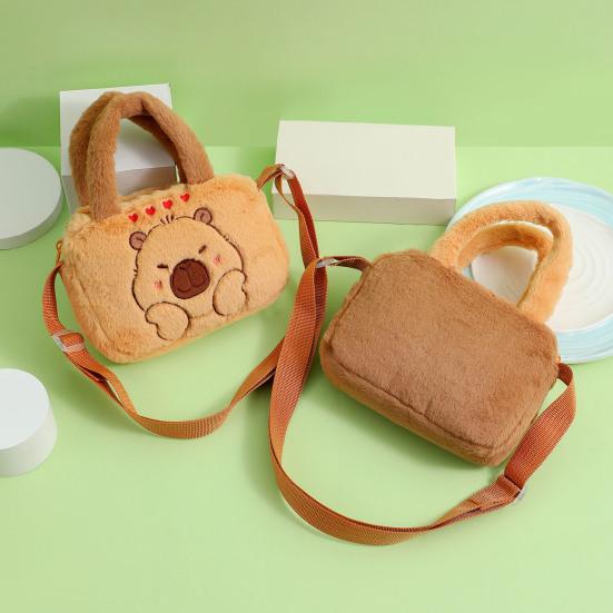 Kids Crossbody Bag Cartoon Animal Pattern Zipper Closure Adjustable Soft Shoulder Strap Handbag Wear-resistant Girl Bag