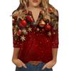 Women's T Shirt Print Button 3/4 Sleeve Daily Weekend Fashion Basic V- Neck Regular Top