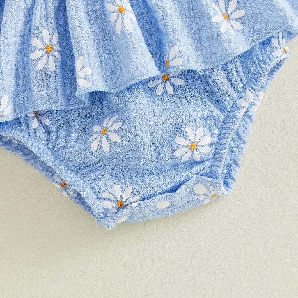 Citgeett Summer Infant Baby Girls Bodysuit Dress Casual Daisy Print Sleeveless Jumpsuit Cute Sun Hat Clothes Set