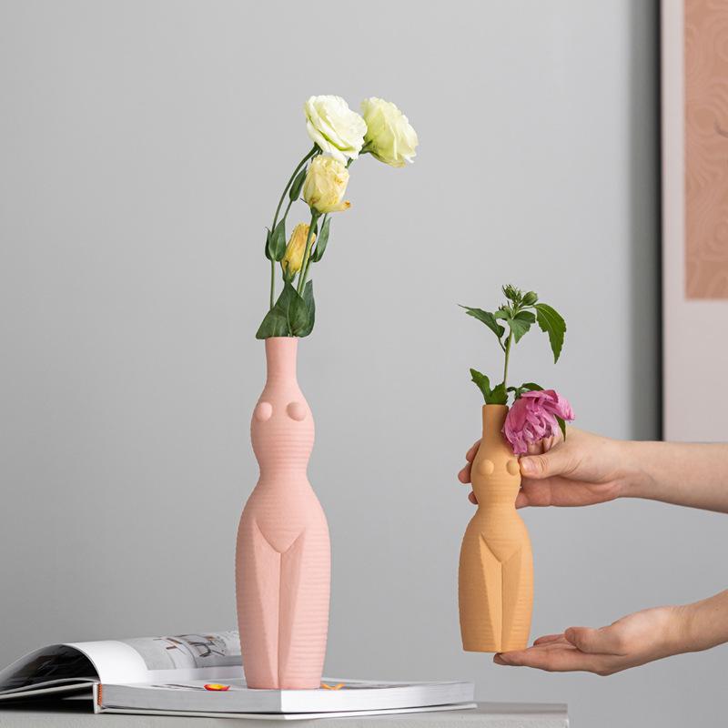 Exotic Human Body Creative Ceramic Vase Trendy Fashion Small Fresh Desktop Ornament Light Luxury Home Decoration
