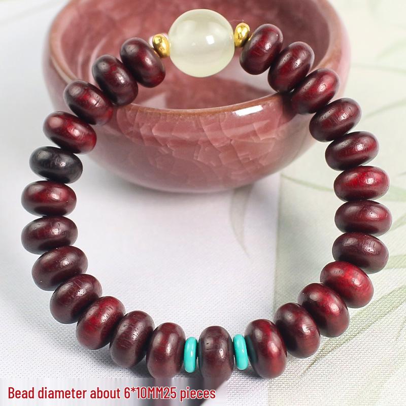 Women's Multi-Bead Luminous Bracelet: Bamboo, Ebony, Purple & Green Sandalwood, Rosewood.