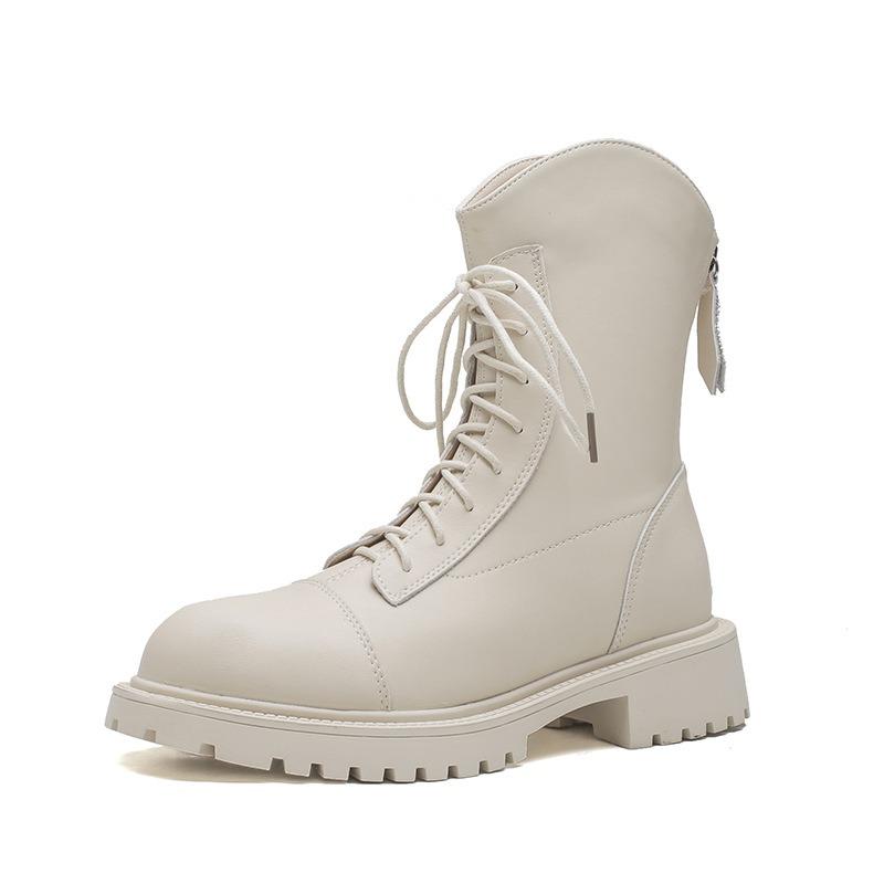 Martin boots women's new versatile leather boots women's autumn and winter locomotive thick-soled lace-up short boots