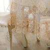 Tischdecke Beige Runde Tischdecke Bestickte Tischdecke Romantische Spitze Europa Hohl Transparent Rosenblume Glasgarnabdeckung
