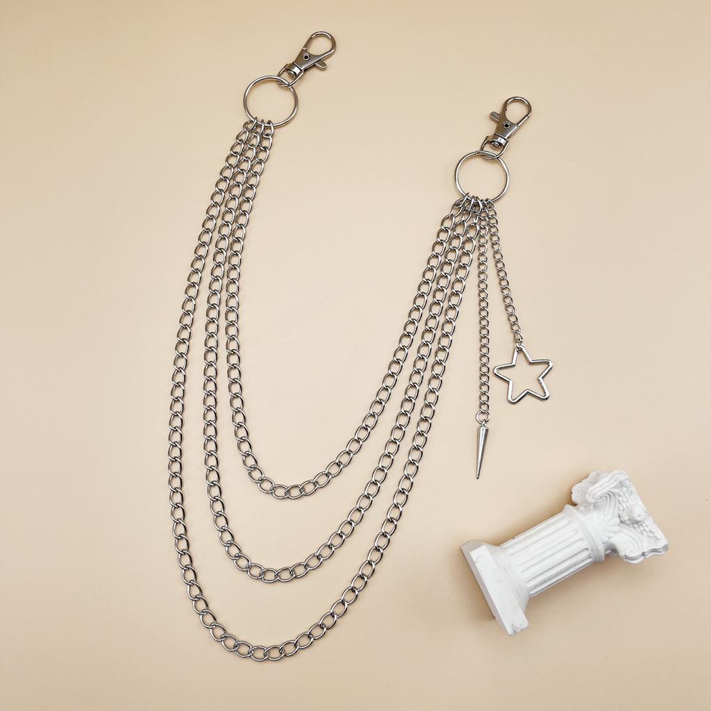 Hollow Pentagram Metal Decorative Waist Chain Female Punk Rivet Pendant Trouser Chain Spot