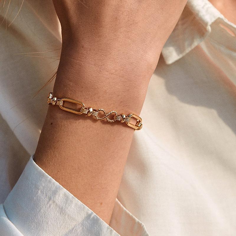 Minimalist Ins Style Hollow Chain 18k Gold Plated Adjustable Women Bracelet