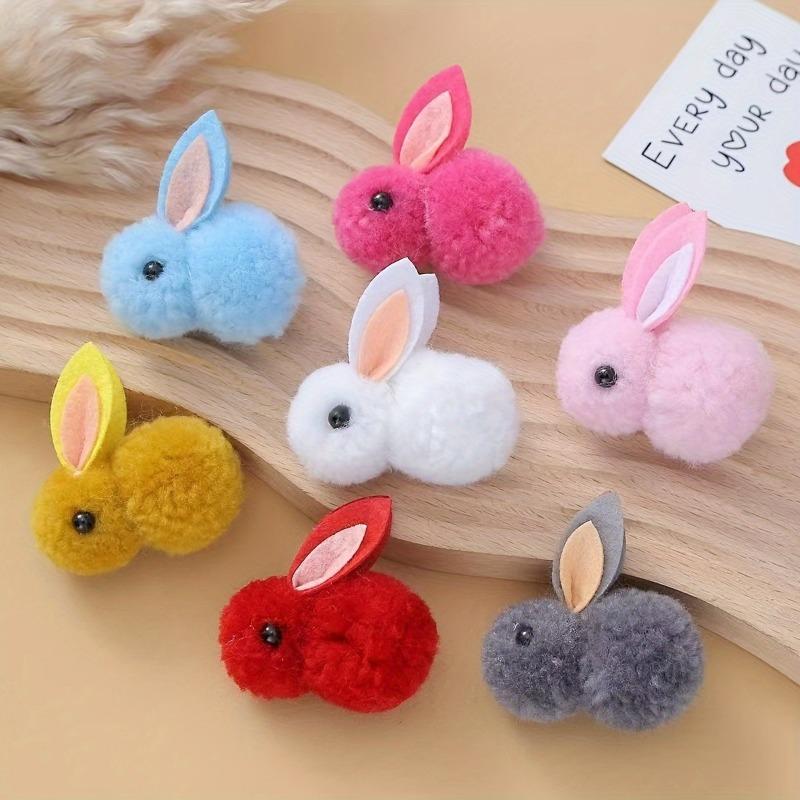 

Children s Cute Wool Ball Rabbit Plush Pendant Hair Clip Mid-Autumn Festival Lantern Diy Clothing Accessories 5pcs різнокольоровий