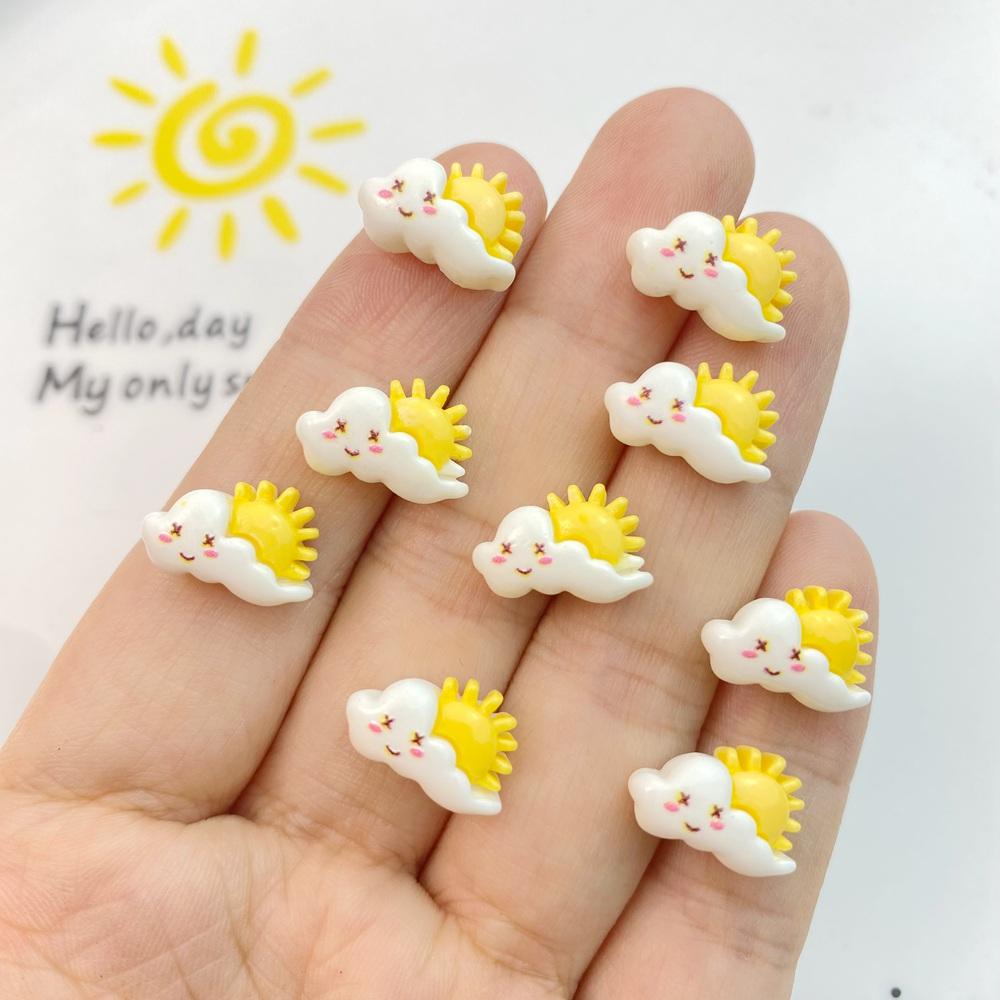 30Pcs New Cute Resin Mini Rainbow, Moon, Stars and Clouds Flat Back Manicure Parts Embellishments For Hair Bows