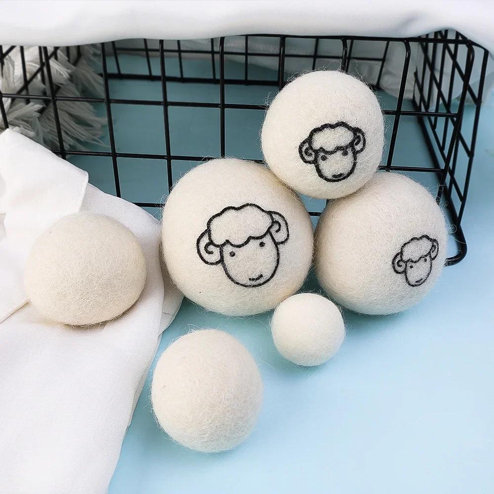 6Pcs Reusable Wool Dryer Balls Clothes Softener Laundry Fleece Dryer Ball Kit Home Clothes Dryer Washing Machine 34567Cm