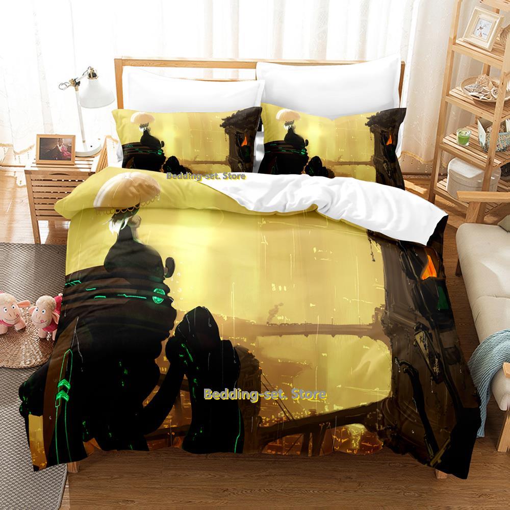 Zestaw pościeli Anime City Pojedynczy Bliźniak Pełny Queen King Size Zestaw do łóżka Sypialnia dla dorosłych Dzieci Zestawy poszewek na kołdrę Druk 3D Prześcieradło Anime