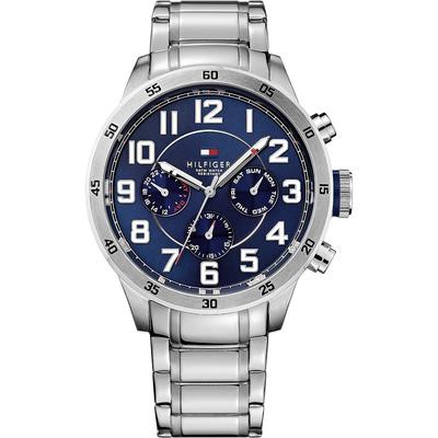 Trent Blauwe Wijzerplaat Zilverkleurig Metaal Heren Quartz Horloge 1791053