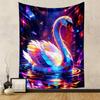 "Colorful Geometric Swan on Water" Patterned tapestry home decor, suitable for bedroom and living room, gift