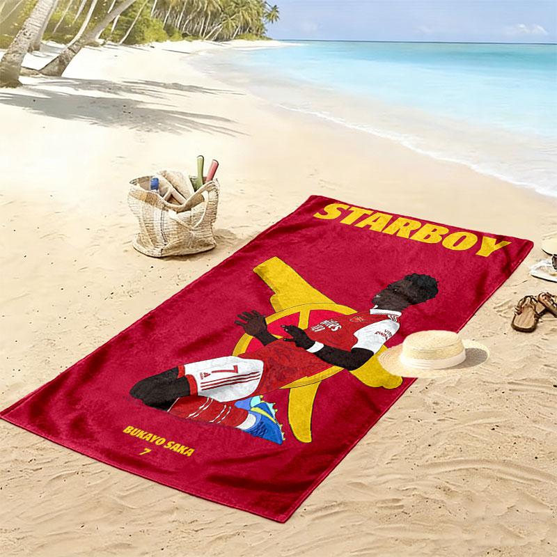 Bukayo Saka Fire Beach Towel, Large Soft Quick Dry Towel for Beach Camping Swimming