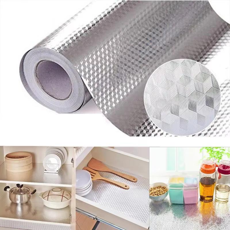 2/5/10 Meters 3D Aluminum Foil Adhesive Paper Roll Waterproof Protection For Kitchen And Stove
