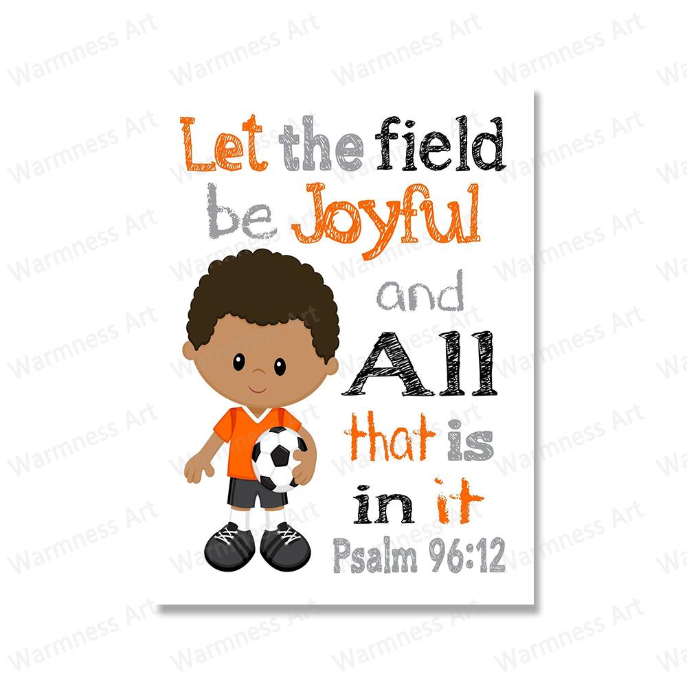Bible Verse Posters and Prints African American Sports Christian Wall art Canvas Painting Nursery Pictures For Kids Room Decor