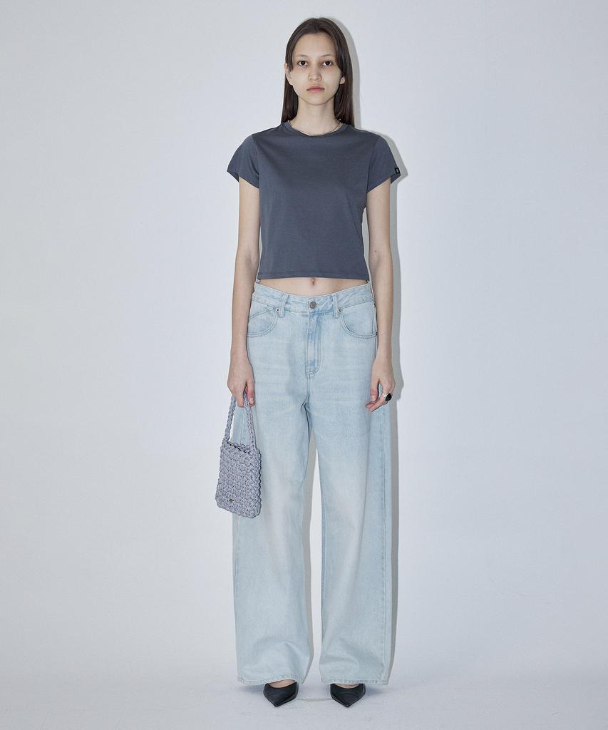 EN OR Basic Short Sleeve Crop T-Shirt - Dark Gray