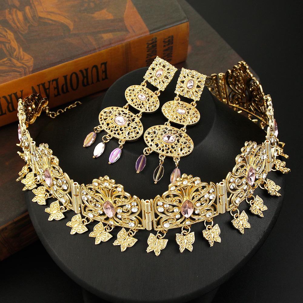 Elegante Gioiello per Capelli Color Oro Catena da Fronte Corona da Sposa Matrimonio Accessori Catena per Capelli Farfalla