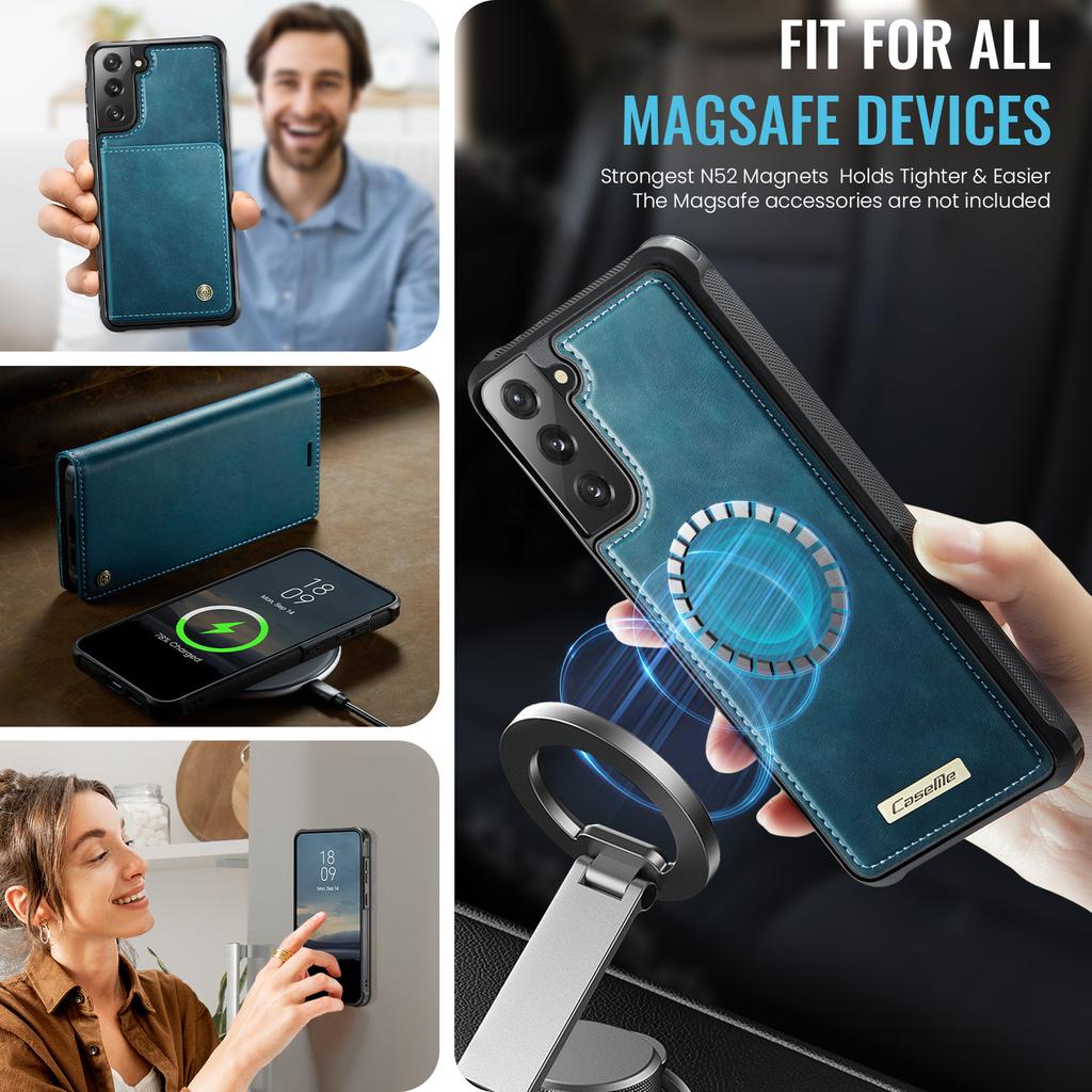 For Samsung Galaxy S21 FE 5G Case CASEME C49 Compatible with MagSafe RFID Blocking Detachable Wallet Leather Phone Cover