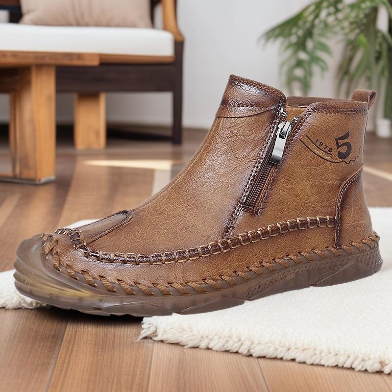 2025 Martin boots men's 2025 autumn and winter trend casual high-top men's shoes locomotive tooling shoes leather short boots