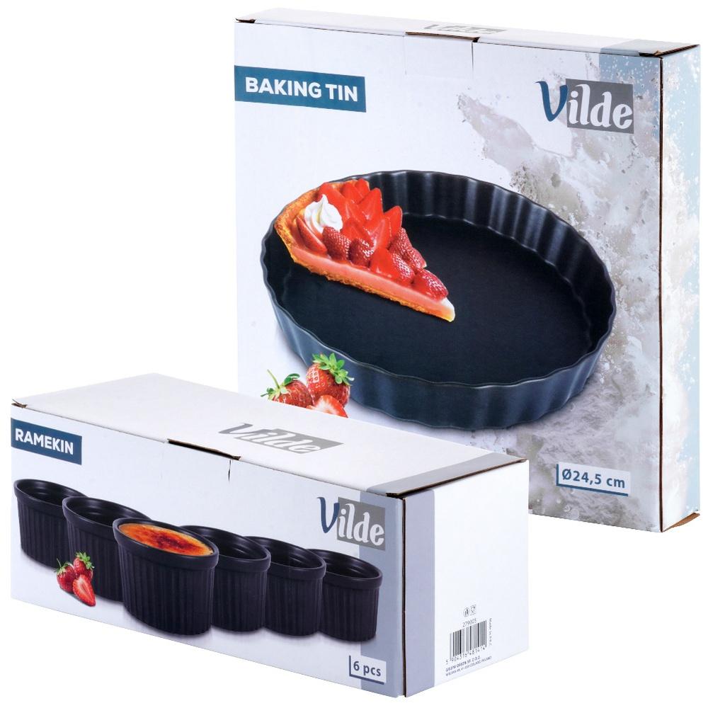 Tart Tin + Baking Bowls, Ceramic, Black, 7 Pcs.