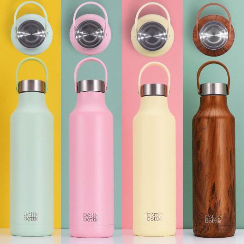 600ml Stainless Steel Water Bottle for Kids, Direct Drinking, Insulated, Hot or Cold, Portable, Stylish, with Bottle Brush, Yellow