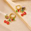 [Fashion Personality Trendy Multi Element Sea Shell Drip Oil Fruit Butterfly Pendant Earrings]