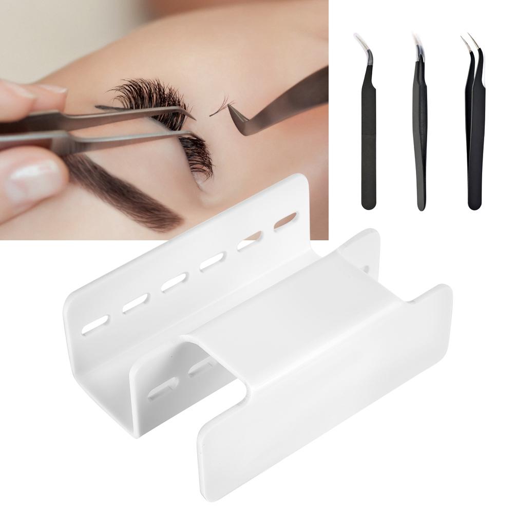 False Eyelashes Grafting Tweezers Stand Holder Rack Eyelash Extension Tweezers (White)