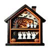 Ghostly Table Signs Halloween Table Centerpieces Tiered Tray Decors Wooden Halloween House Scene Accent for Shelf Use, Standing Indoor Display Piece