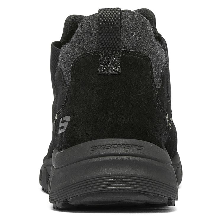 Skechers Oak Canyon Fabric Cow Split Leather Fashion Outdoor Thick Mid-Top Casual Shoes Men Casual Shoes Black 237283C-BBK