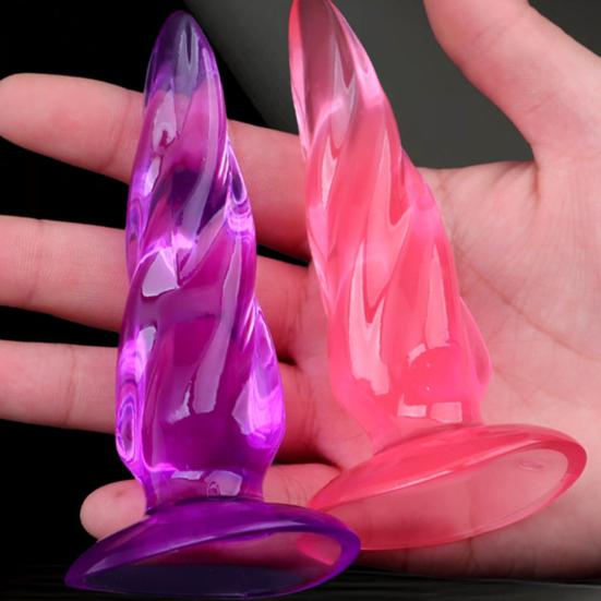 Spiral Textured Anal Plugs with Strong Suction Base Soft TPE Butt Plugs for Hands-Free Play Waterproof Easy-Clean Discreet Adult Toy