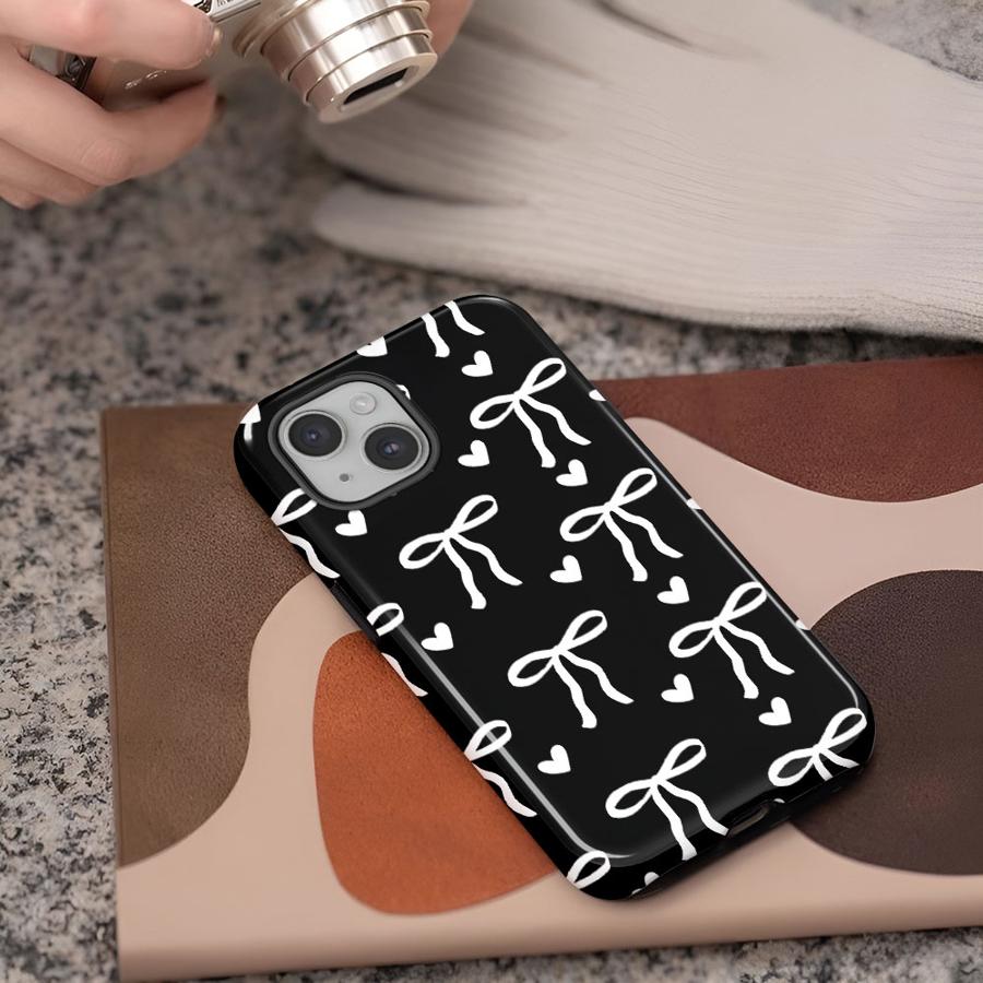 Coque de téléphone Rose Mignonne Cœur Nœud pour Apple iPhone 17 XS XR 13 Plus 15 16 Pro Max 14 16e 12 Air 11 Housse Souple Capa
