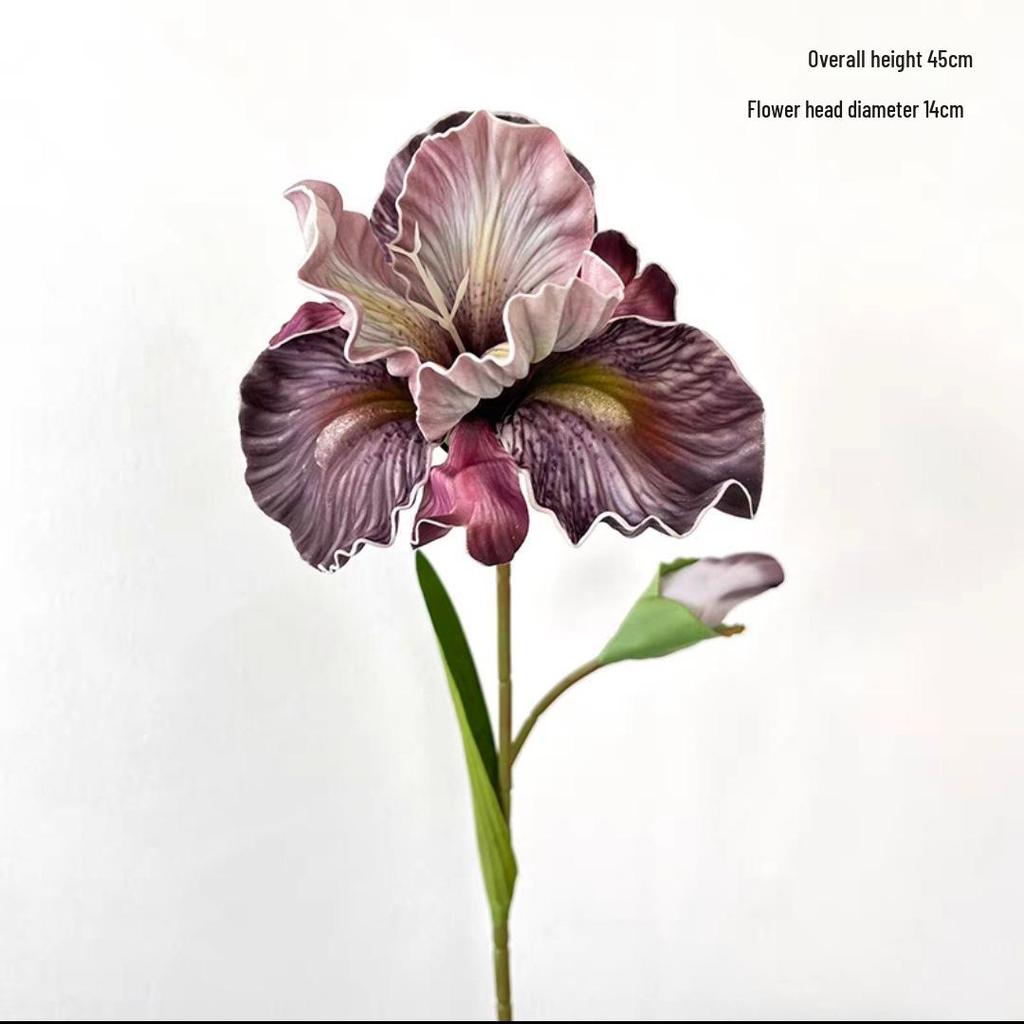 High-Quality Silk Iris Oil Painting Style Flower for Living Room, Wedding, or Photo Prop